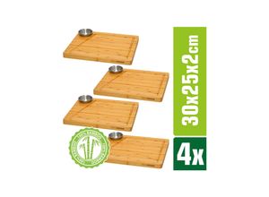 4057216044027 - 4er Set - Bambus-Servierbrett mit Dip-Schale - 30x25cm Steakbrett aus Holz 4057216044027 - 4er Set - Bambus-Servierbrett mit Dip-Schale - 30x25cm Steakbrett aus Holz