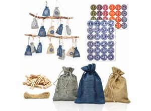 4057216044133 - - diy Adventskalender zum Befüllen - 24 Geschenk Säckchen - Komplettes Bastelset - blau