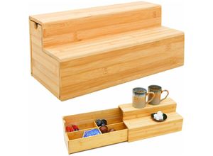 4057216045208 - Bamboo Coffee Pod Storage Drawer - 36x17x16 Tea Station Organiser Capsule Holder - braun