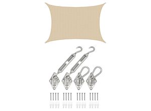 4057216047158 - 4x6 UV Sonnensegel Rechteckig Atmungsaktiv - Sonnenschutz Segel mit Befestigung