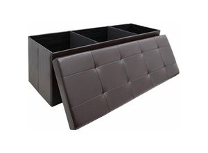 4057216049565 - 110cm Foldable Ottoman Storage Box - 120L Faux Leather Sofa Stool - Storage Box - braun