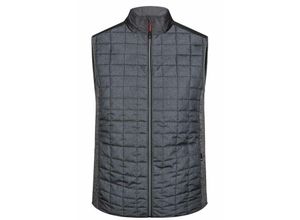 4057223749236 - James & Nicholson Weste Materialmix Herren JN740 Gr 3XL grey-melange anthracite-melange