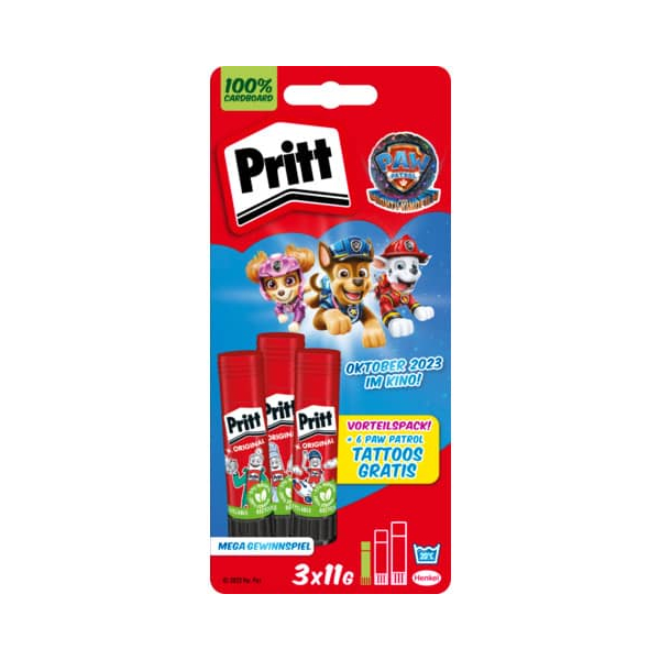 4057278016567 - Pritt Klebestift Paw Patrol 33 g Transparent 2892634 3 Stück à 11 g