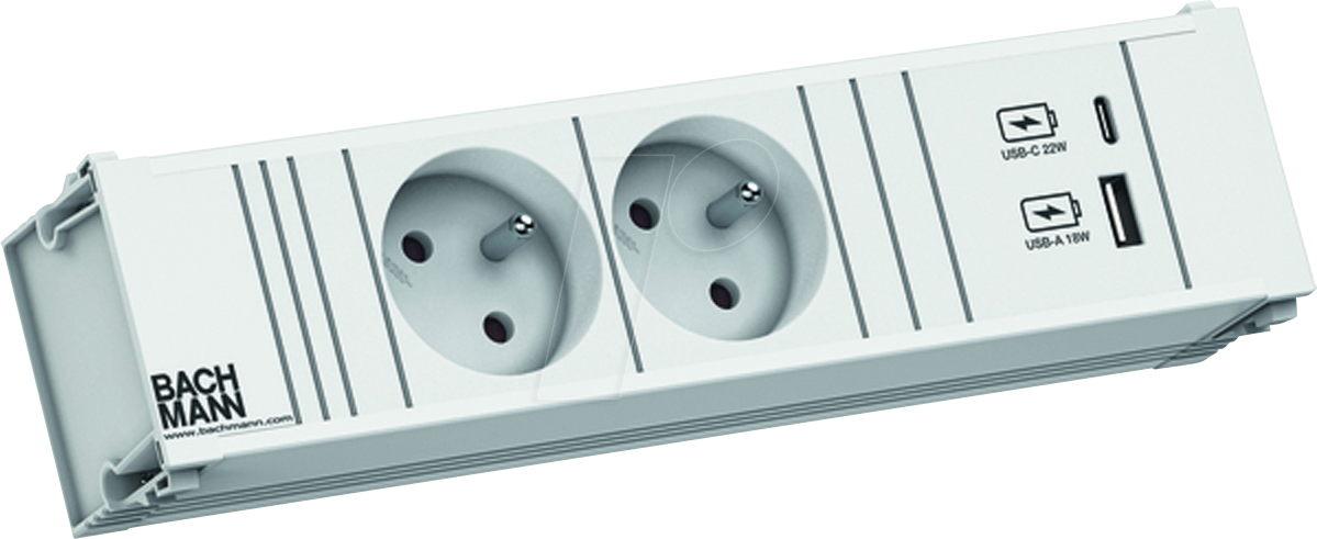 4057298136429 - BACH 912704 - CONI 2xUTE 1xUSB A C 22W 02m GST18 RAL9010 4057298136429 - BACH 912704 - CONI 2xUTE 1xUSB A C 22W 02m GST18 RAL9010