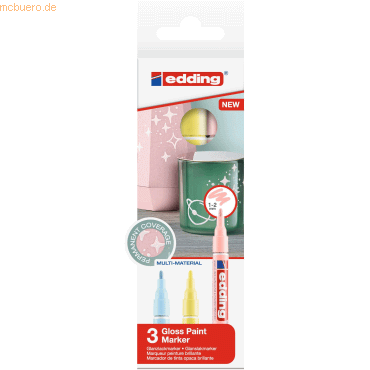 4057305020697 - EDDING 751-3-099 - Glanzlackmarker Set Pastell sortiert 3er Pack 4057305020697 - EDDING 751-3-099 - Glanzlackmarker Set Pastell sortiert 3er Pack