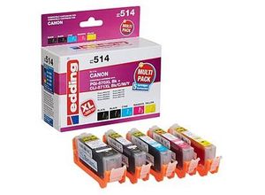 4057305064097 - edding EDD-514  schwarz cyan magenta gelb Druckerpatronen kompatibel zu Canon PGI-570XL CLI-571XL BK C M Y 5er-Set