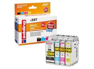 4057305064318 - edding EDD-597  schwarz cyan magenta gelb Druckerpatronen kompatibel zu EPSON 34XL   T3476XL 4er-Set