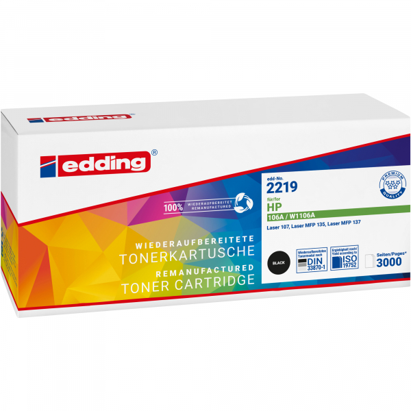 4057305069030 - edding EDD-2219  schwarz Toner kompatibel zu HP 106A (W1106A)