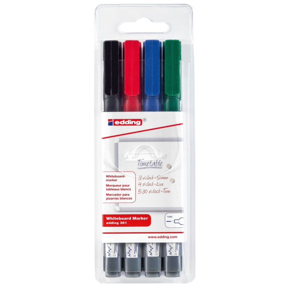 4057305072337 - edding 361 Whiteboard-Marker farbsortiert 10 mm 4 St