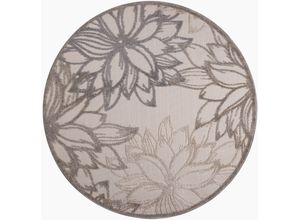 4057553041963 - Teppich SANAT Floral 2 Teppiche Gr Ø 200 cm 6 mm 1 St beige (creme) Esszimmerteppiche