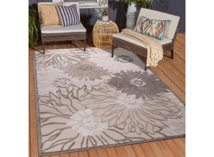 4057553042137 - Teppich SANAT Floral 2 Outdoor Teppiche Gr B L 140 cm x 200 cm 6 mm 1 St beige Esszimmerteppiche In- und Outdoor geeignet Blumen Balkon Terrasse Außenbereich