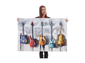 4057651057583 - Wandbild Gitarren 100% handgemaltes Ölgemälde 3D-Bild Gemälde XL 120x80cm