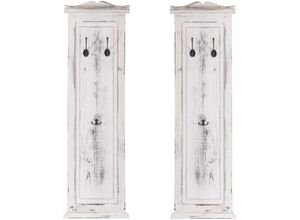 4057651058115 - Hegele - 2er-Set Garderobe H33 Wandgarderobe Garderobenpaneel Wandhaken Holz 109x28x4cm weiß shabby