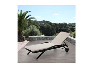 4057651061009 - Sonnenliege Florina Relaxliege Gartenliege Poly-Rattan ~ braun-meliert Auflage creme
