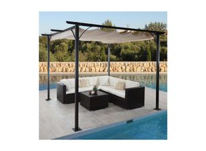 4057651088488 - Pergola MCW-C42 Garten Pavillon stabiles 6cm-Gestell + Schiebedach ~ creme 3x3m