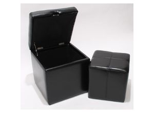 4057651097213 - 2er Set Hocker Sitzwürfel Sitzhocker Aufbewahrungsbox Carrara Leder + Kunstleder 45x44x44cm MVG-zertifiziert ~ schwarz
