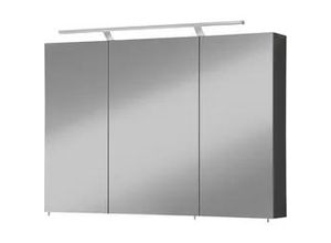 4057651110257 - Spiegelschrank WELLTIME Torino Schränke Gr B H T 1000 cm x 750 cm x 157 cm 3 St grau (basaltgrau) Breite 100 cm 3-türig LED-Beleuchtung Schalter-Steckdosenbox