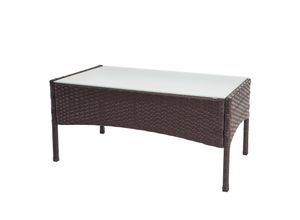 4057651112145 - Poly-Rattan Gartentisch Hamar Beistelltisch Tisch mit Glasplatte ~ braun-meliert