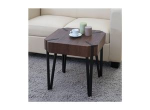 4057651116655 - Couchtisch Genk H574 Beistelltisch 52x50x50cm MVG-zertifiziert ~ Braune Eiche dunkle Metall-Füße