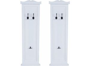 4057651153759 - 2er-Set Garderobe H33 Wandgarderobe Garderobenpaneel Wandhaken Holz 109x28x4cm weiß lackiert - white