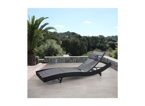 4057651154718 - Sonnenliege Phoenix Relaxliege Gartenliege Liege Poly-Rattan ~ anthrazit Bezug grau