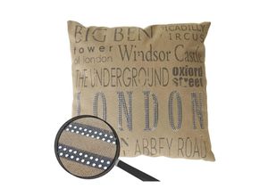 4057651157221 - Zierkissen London Sofakissen Deko-Kissen mit Füllung braun Glitzersteine 45x45cm