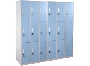 4057651166049 - - Schließfach Preston T829 Schließfachschrank Wertfachschrank Spind Metall 9 Fächer blau - blue