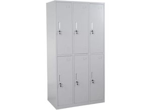 4057651166124 - - Schließfach Preston T829 Schließfachschrank Wertfachschrank Spind Metall 6 Fächer grau - grey