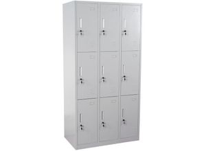 4057651166155 - - Schließfach Preston T829 Schließfachschrank Wertfachschrank Spind Metall 9 Fächer grau - grey