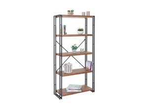 4057651170664 - Bücherregal MCW-A27 Standregal Wohnregal 165x80cm 3D-Struktur 5 Ebenen Wildeiche-Optik