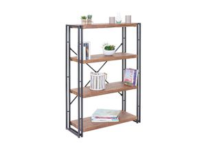 4057651170688 - Bücherregal MCW-A27 Standregal Wohnregal 121x80cm 3D-Struktur 4 Ebenen Wildeiche-Optik