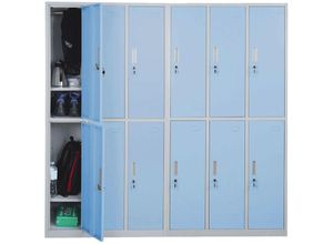 4057651182544 - - Schließfach Preston T829 Schließfachschrank Wertfachschrank Spind Metall 12 Fächer blau - blue