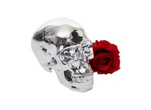 4057651188218 - Deko Totenkopf MCW-T921 Polyresin Skulptur Totenschädel In- Outdoor 18cm silber hochglanz