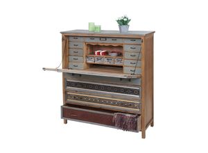 4057651191485 - Sekretär MCW-A43 Kommode Schrank Tanne Holz massiv Vintage Patchwork 113x99x36cm