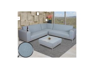 4057651211343 - Ecksofa MCW-C47 Sofa Loungesofa Couch Stoff Textil Indoor wasserabweisend 245cm ~ blau mit Ablage