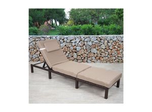 4057651216638 - Poly-Rattan Sonnenliege MCW-A51 Relaxliege Gartenliege Liege ~ Premium braun Kissen creme 4057651216638 - Poly-Rattan Sonnenliege MCW-A51 Relaxliege Gartenliege Liege ~ Premium braun Kissen creme