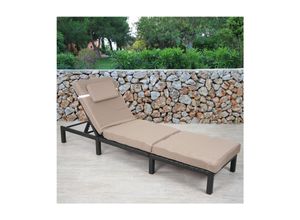 4057651216669 - Poly-Rattan Sonnenliege MCW-A51 Relaxliege Gartenliege Liege ~ Premium anthrazit Kissen creme