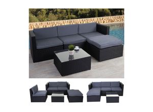 4057651216966 - Poly-Rattan-Garnitur MCW-D28 Gartengarnitur Sofa Set ~ anthrazit Polster grau ohne Deko-Kissen Abdeckung 4057651216966 - Poly-Rattan-Garnitur MCW-D28 Gartengarnitur Sofa Set ~ anthrazit Polster grau ohne Deko-Kissen Abdeckung