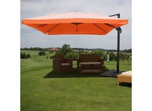4057651221922 - Gastronomie-Ampelschirm MCW-A96 35x35m (Ø495m) Polyester Alu 25kg ~ Flap terracotta mit Ständer 4057651221922 - Gastronomie-Ampelschirm MCW-A96 35x35m (Ø495m) Polyester Alu 25kg ~ Flap terracotta mit Ständer