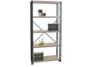 4057651232034 - Bücherregal MCW-A27 Standregal Wohnregal 165x80cm 3D-Struktur 5 Ebenen ~ Eiche-Optik