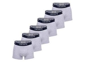 4057651235226 - LACOSTE Herren Boxershorts 6er Pack - Trunks Casual Cotton Stretch Logobund Grau M