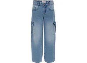 4057651237398 - Cargojeans KIDS ONLY KOGHARMONY WIDE CARGO CARROT PIM NOOS Mädchen Gr 134 N-Gr blau (light blau denim) Denim Jeans Obermaterial 100% Baumwolle Abriebeffekte casual weit knöchellang Jeans