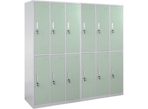 4057651242071 - - Schließfach Preston T829 Schließfachschrank Wertfachschrank Spind Metall 12 Fächer grün - green