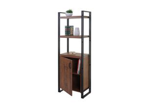 4057651242194 - Bücherregal MCW-A27 Regal Standregal Wohnregal Staufach mit Tür 165x55cm 3D-Struktur Wildeiche-Optik