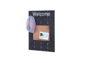 4057651248318 - Wandgarderobe MCW-C89 mit Pinnwand Garderobenpaneel Shabby-Look Vintage 8 Haken 91x60cm ~ dunkelgrau shabby 4057651248318 - Wandgarderobe MCW-C89 mit Pinnwand Garderobenpaneel Shabby-Look Vintage 8 Haken 91x60cm ~ dunkelgrau shabby