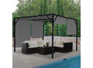 4057651267265 - Pergola Beja Garten Pavillon Terrassenüberdachung stabiles 6cm-Stahl-Gestell + Schiebedach grau ~ 4x4m