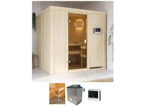 4057651269238 - Sauna KARIBU Tromsö beige (natur) Bio-Ofen externe Steuerung 9 kW Saunen mit Ofen 9 kW Bio mit ext Strg