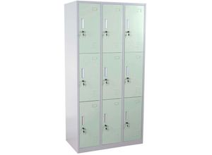 4057651271606 - - Schließfach Preston T829 Schließfachschrank Wertfachschrank Spind Metall 9 Fächer grün - green