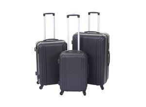 4057651273792 - 3er Set Koffer MCW-D54a Reisekoffer Hartschalenkoffer Trolley Handgepäck Höhe 72 60 50cm ~ schwarz Standard