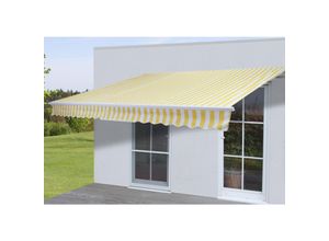 4057651280905 - Alu-Markise MCW-E49 Gelenkarmmarkise Sonnenschutz 25x2m ~ Polyester Gelb Weiß